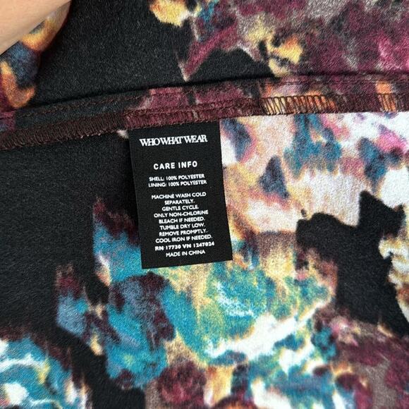 WHO WHAT WEAR EDGY MULTICOLORED SHORT SLEEVE FLORAL SKATER DRESS SIZE XS - Picture 8 of 8